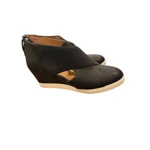 Paolo Linea black Leather Wedge Sneakers with side cutouts sz 12